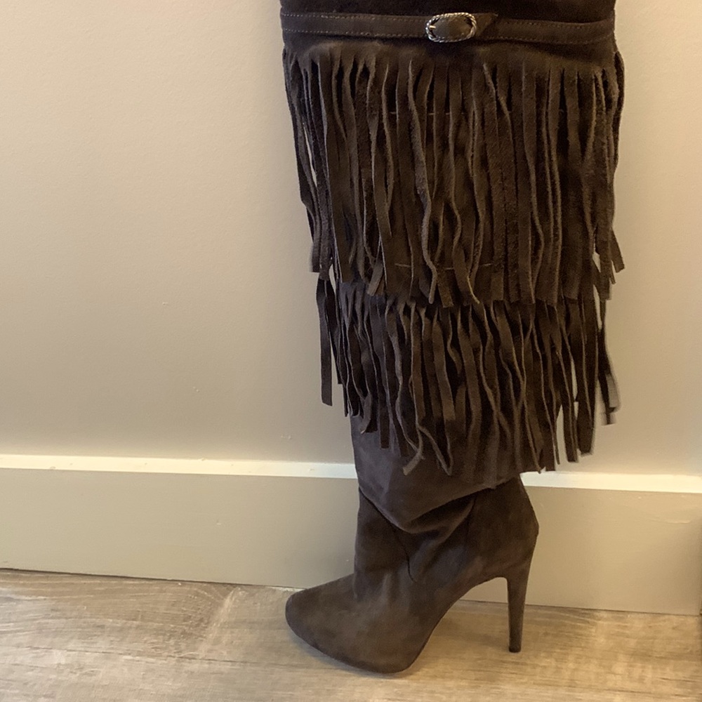 Charles David - brown suede Fringe Boots- Knee High